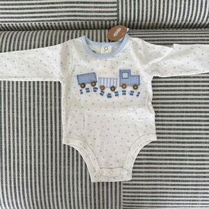 Blue Train Patterned Kids One Piece
